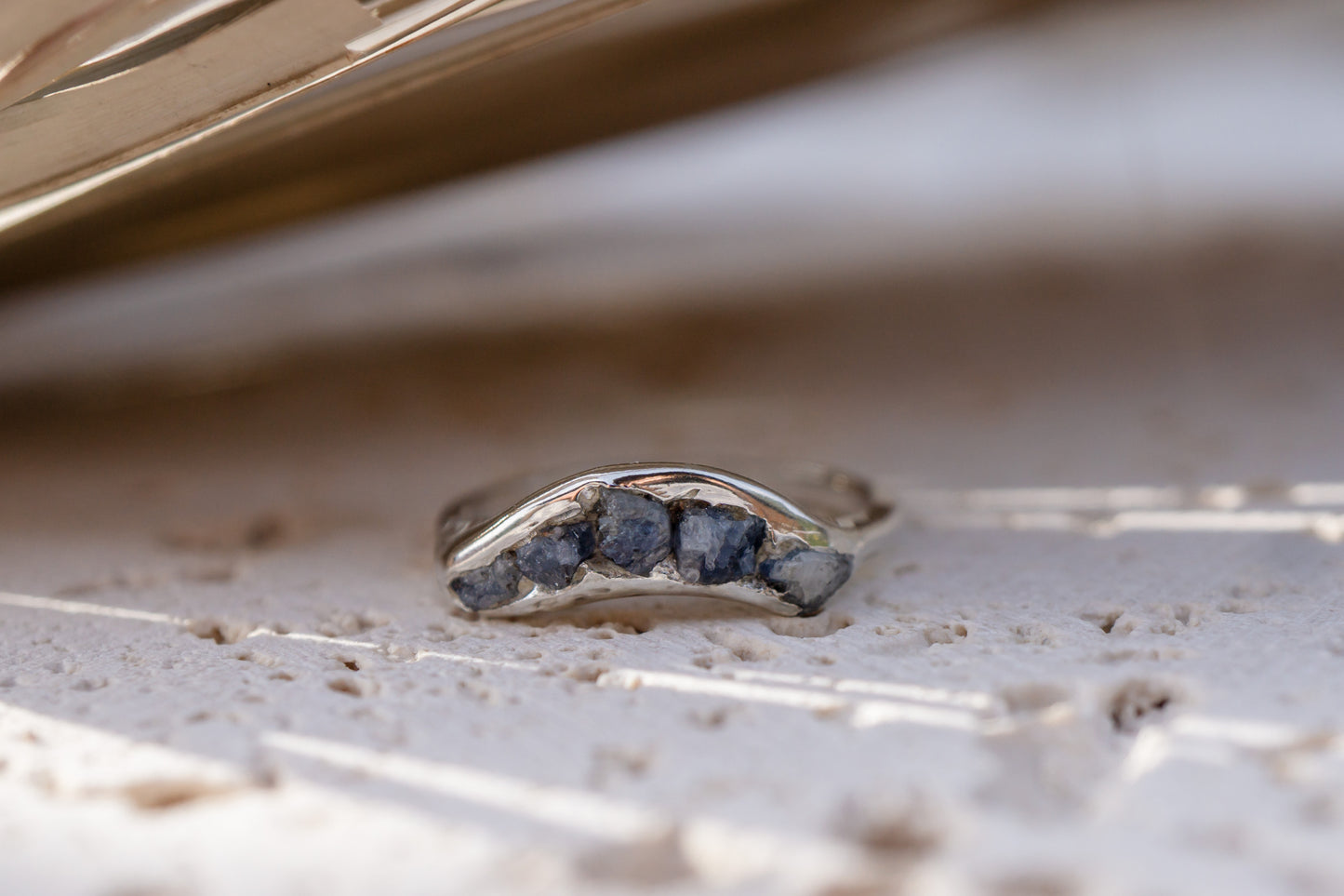 Raw sapphire ring