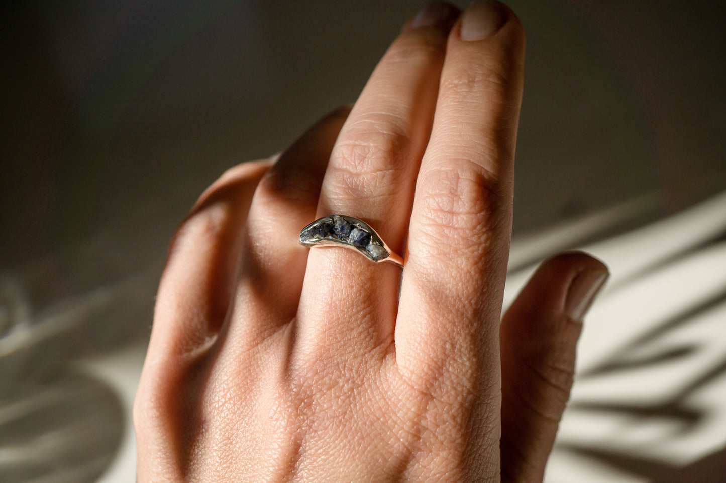 Raw sapphire ring