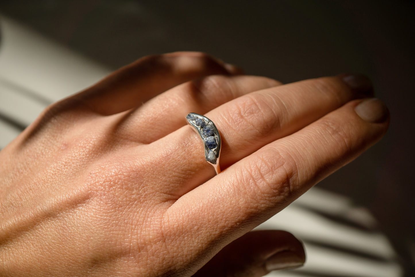 Raw sapphire ring