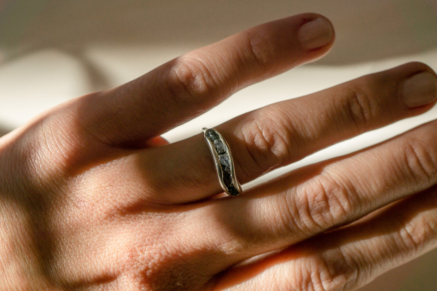 Raw sapphire ring
