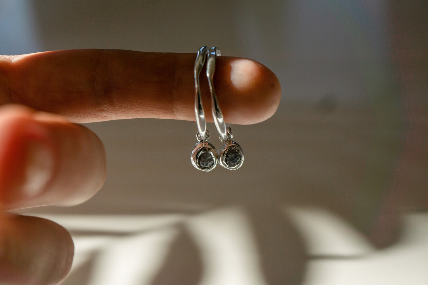 Raw sapphire earrings