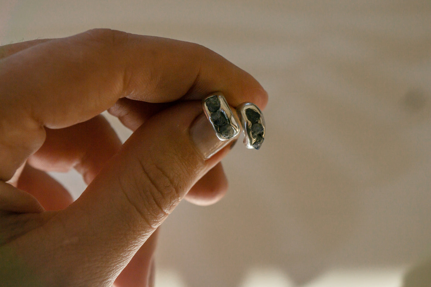 Raw sapphire earrings