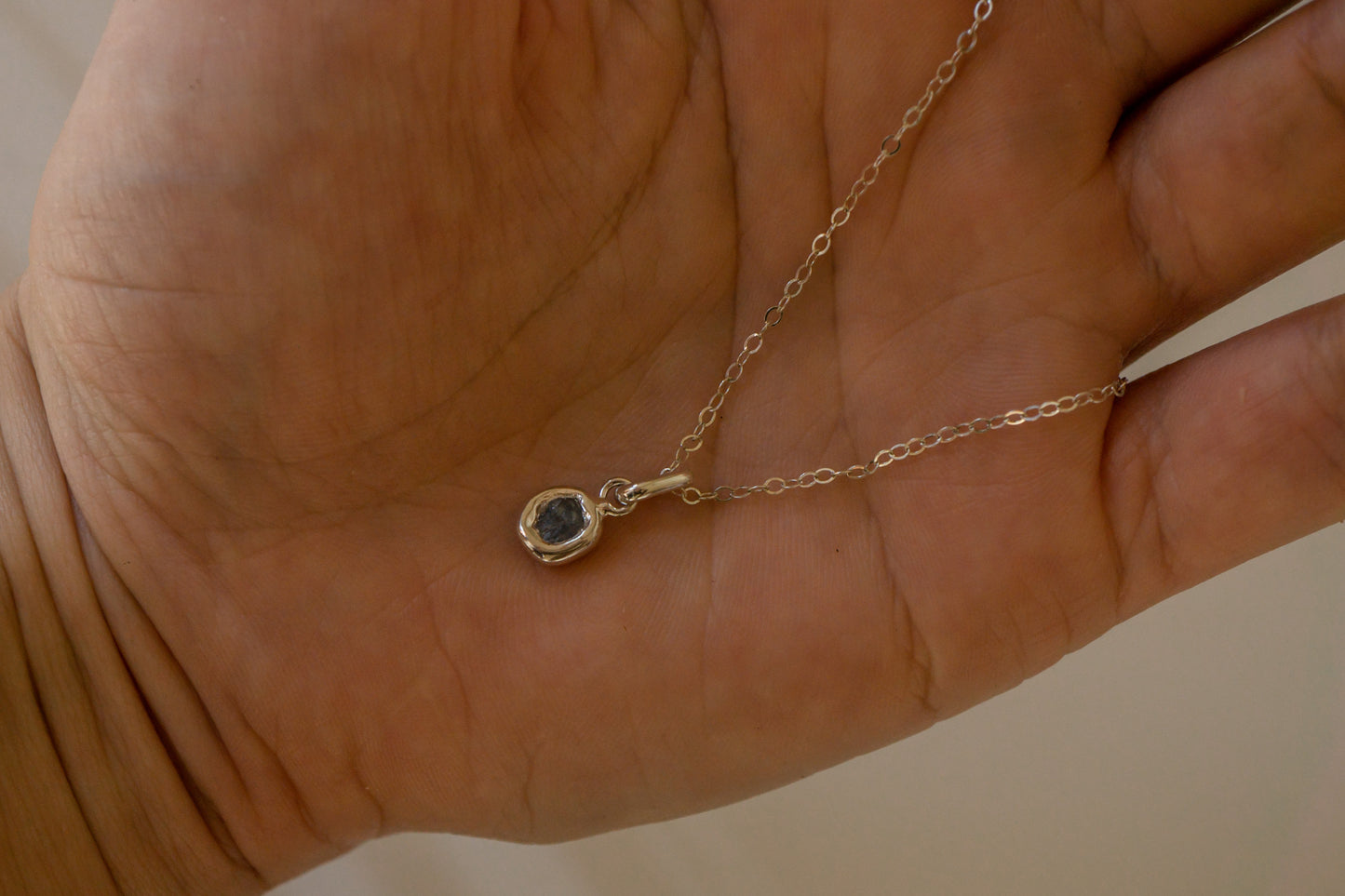 Raw sapphire necklace