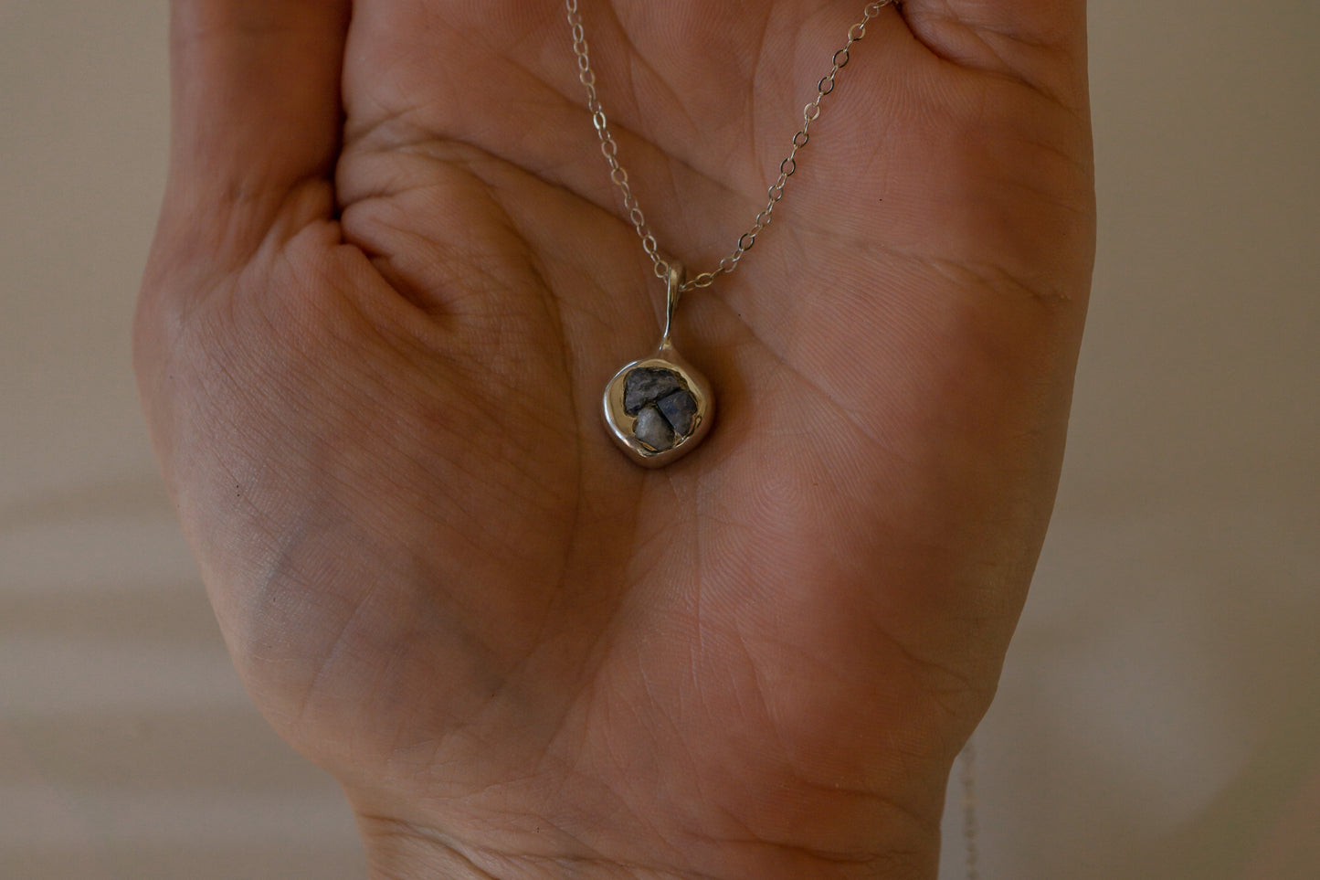 Raw sapphire necklace