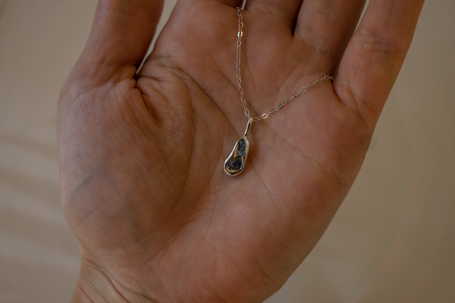 Raw sapphire necklace