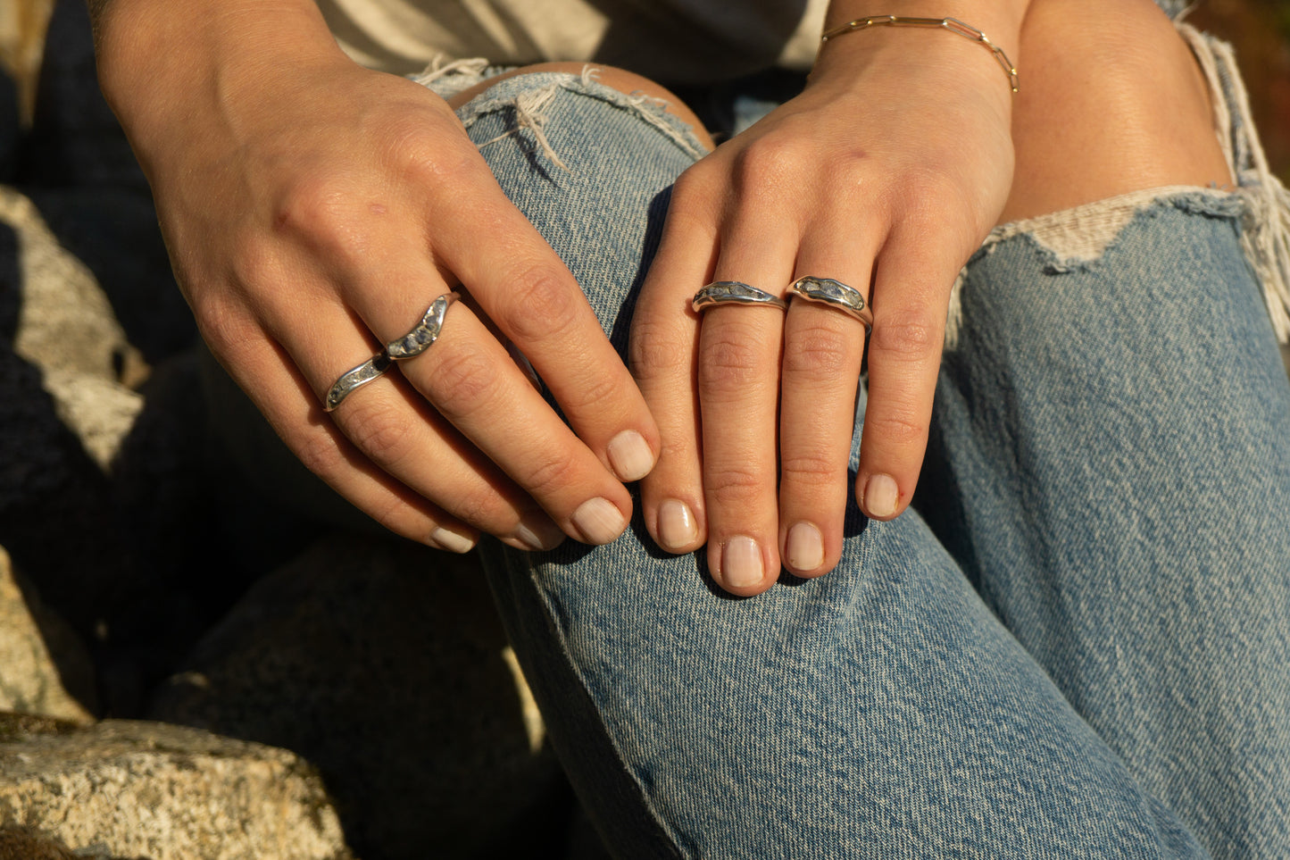 Raw sapphire ring