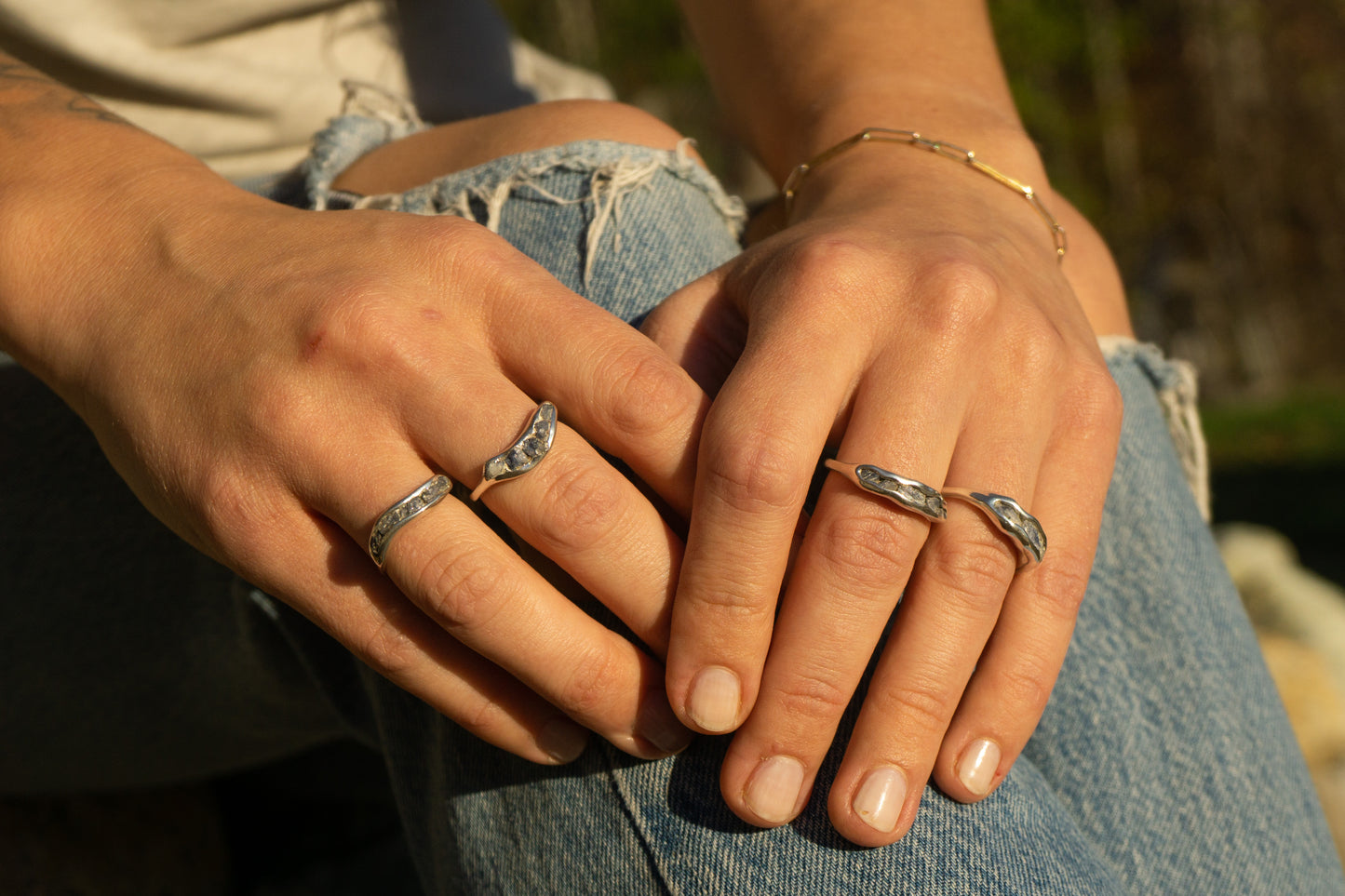 Raw sapphire ring