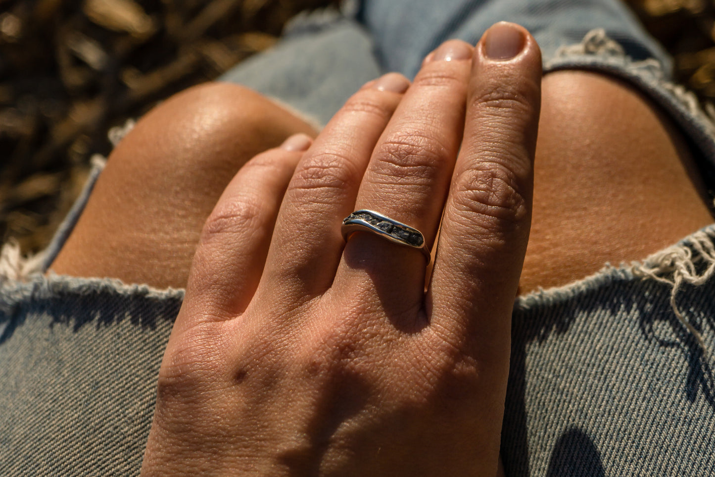 Raw sapphire ring