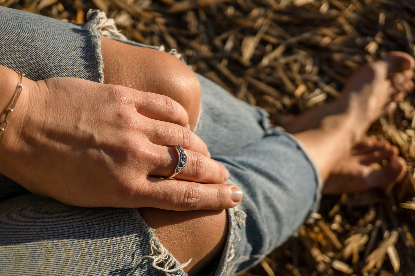 Raw sapphire ring