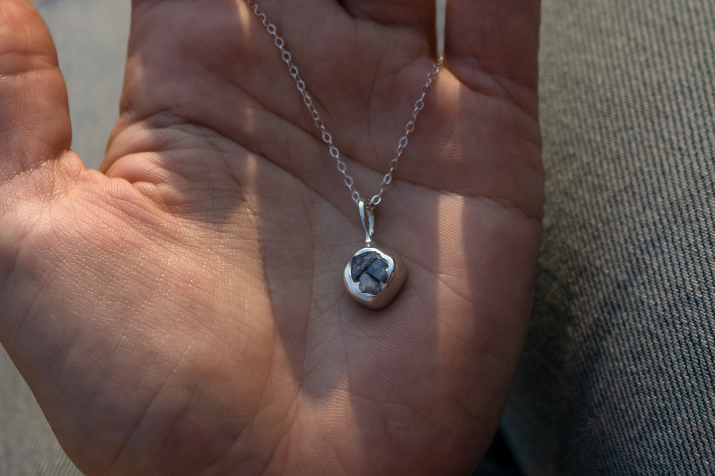 Raw sapphire necklace