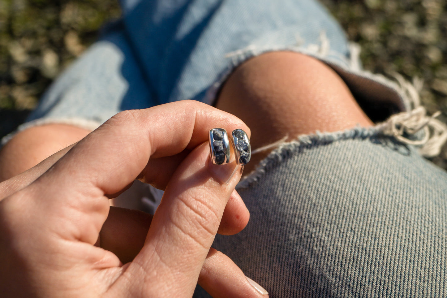 Raw sapphire earrings