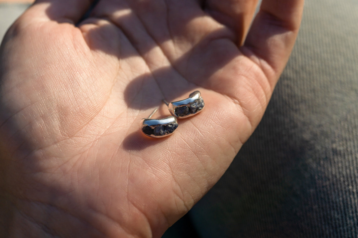 Raw sapphire earrings