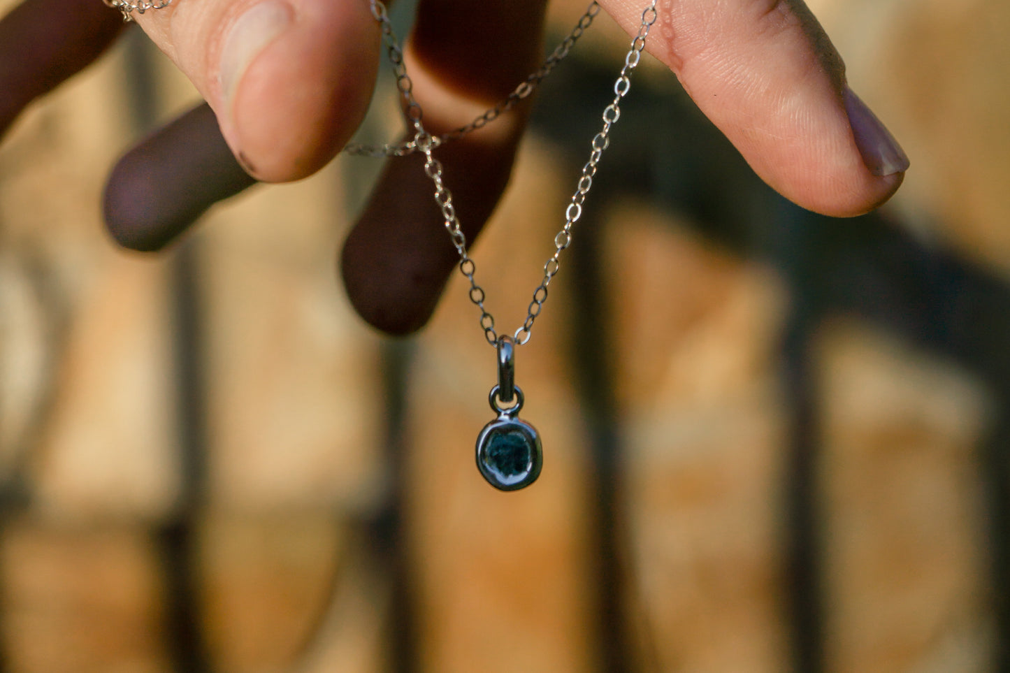 Raw sapphire necklace