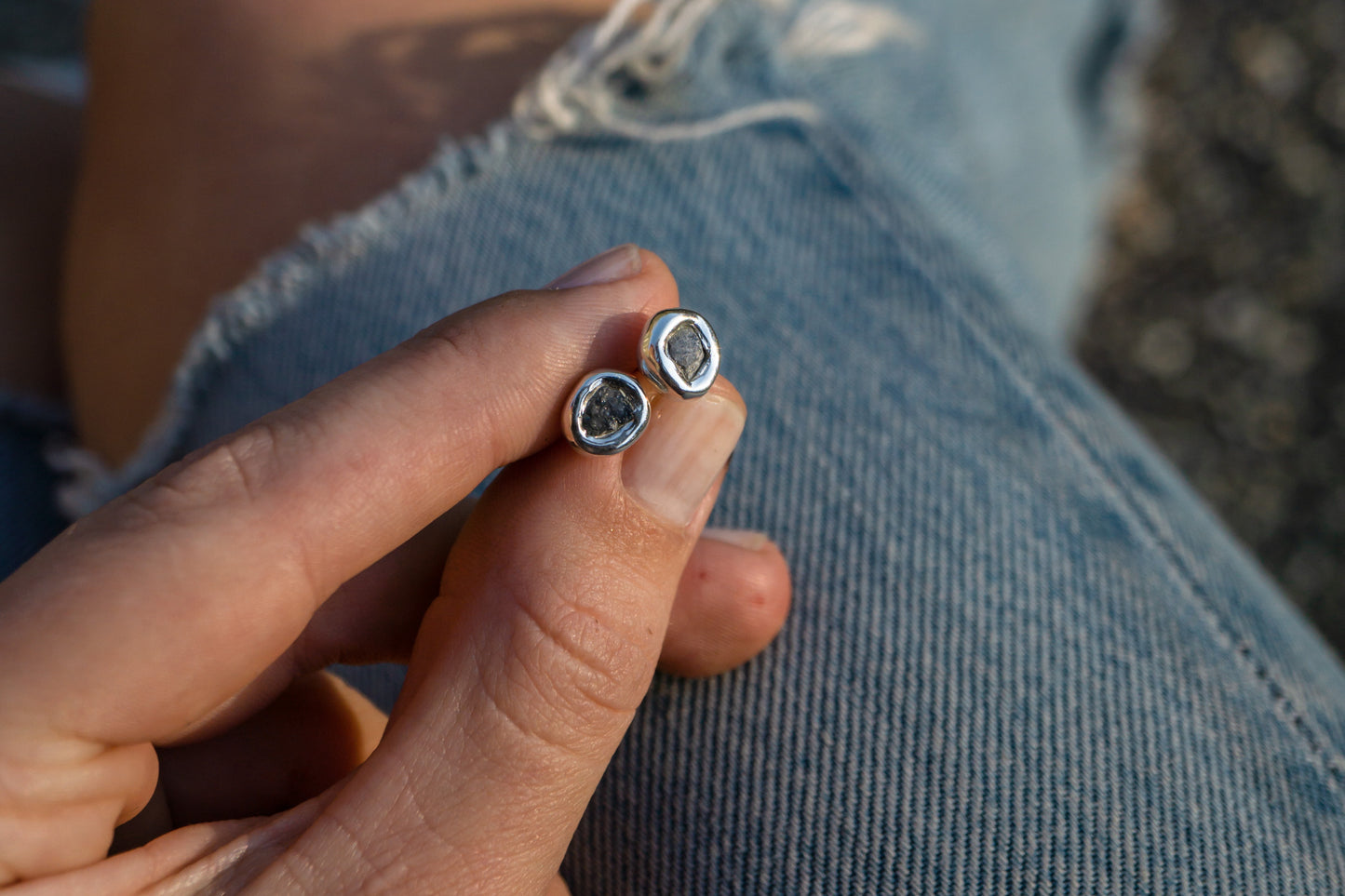 Raw sapphire earrings