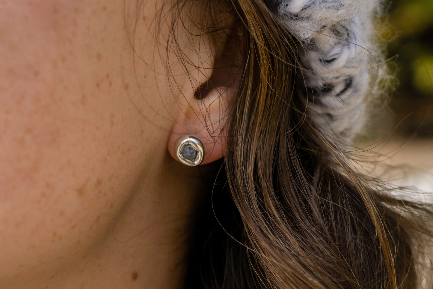 Raw sapphire earrings