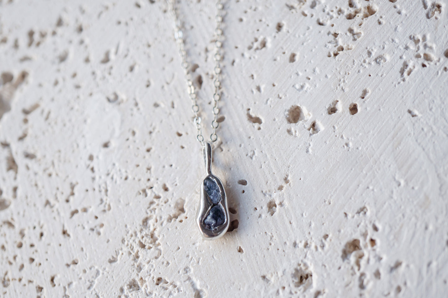 Raw sapphire necklace