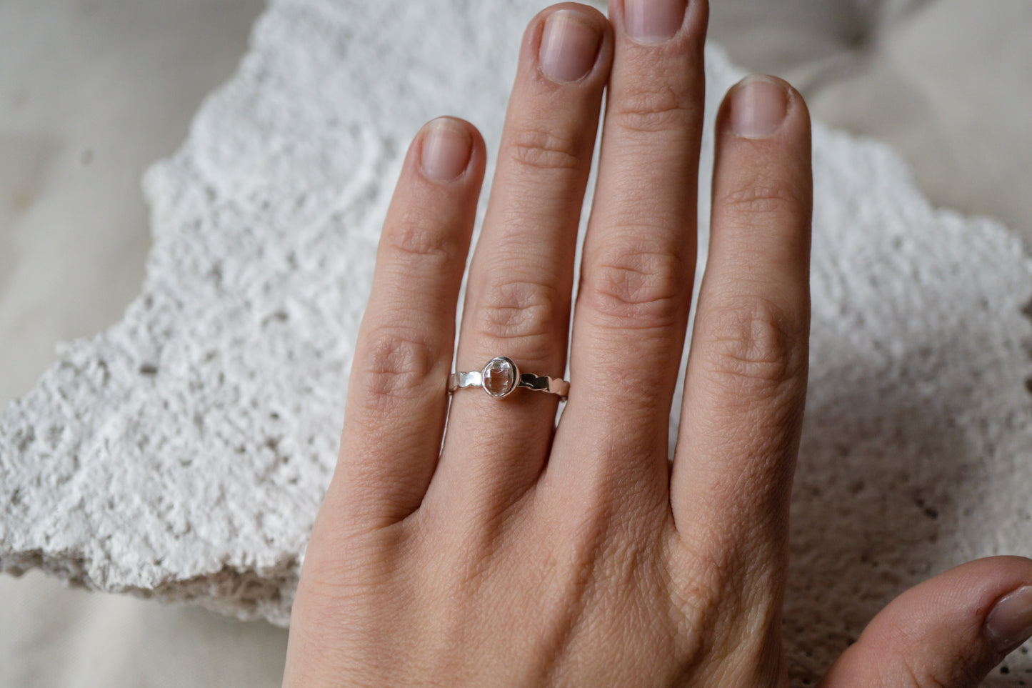Raw herkimer diamond ring, size 7