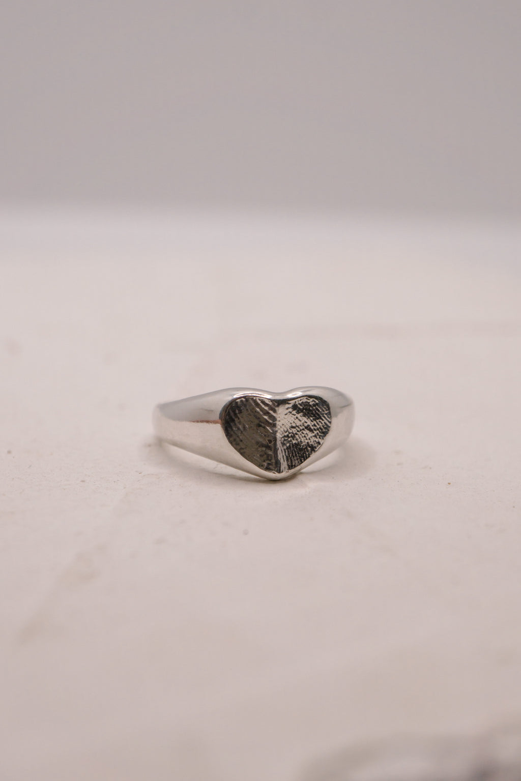 Fingerprint heart ring