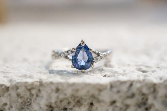 Sapphire + diamond engagement ring