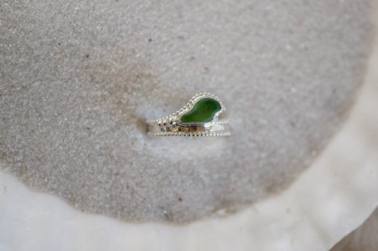 Sea glass WAVE ring, size 7