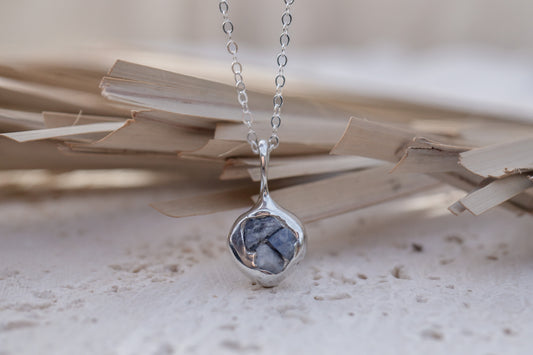 Raw sapphire necklace