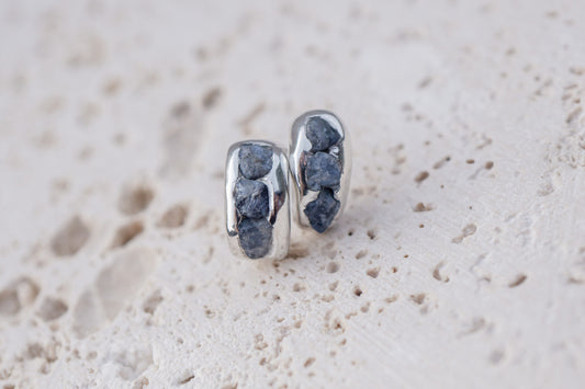 Raw sapphire earrings