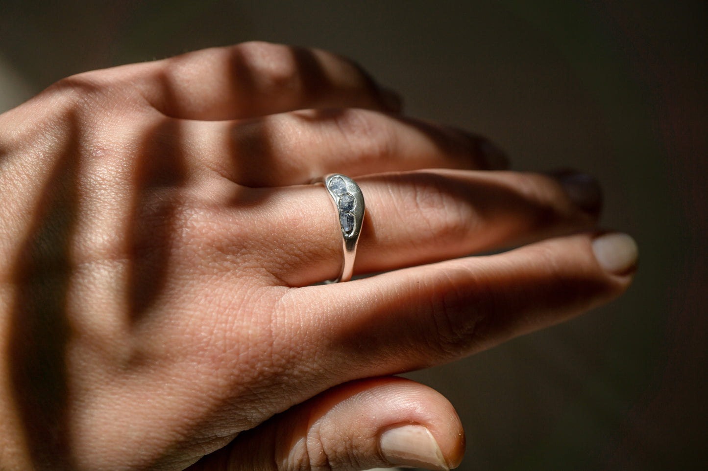 Raw sapphire ring