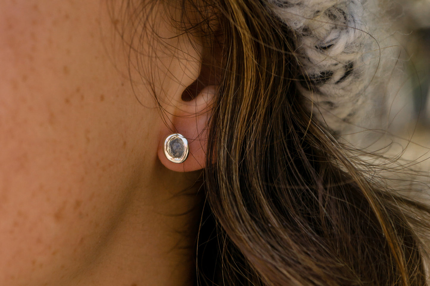 Raw sapphire earrings