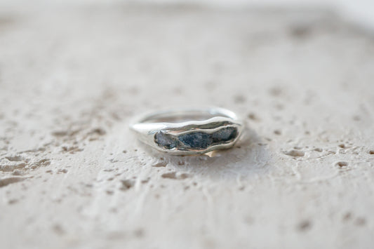 Raw sapphire ring