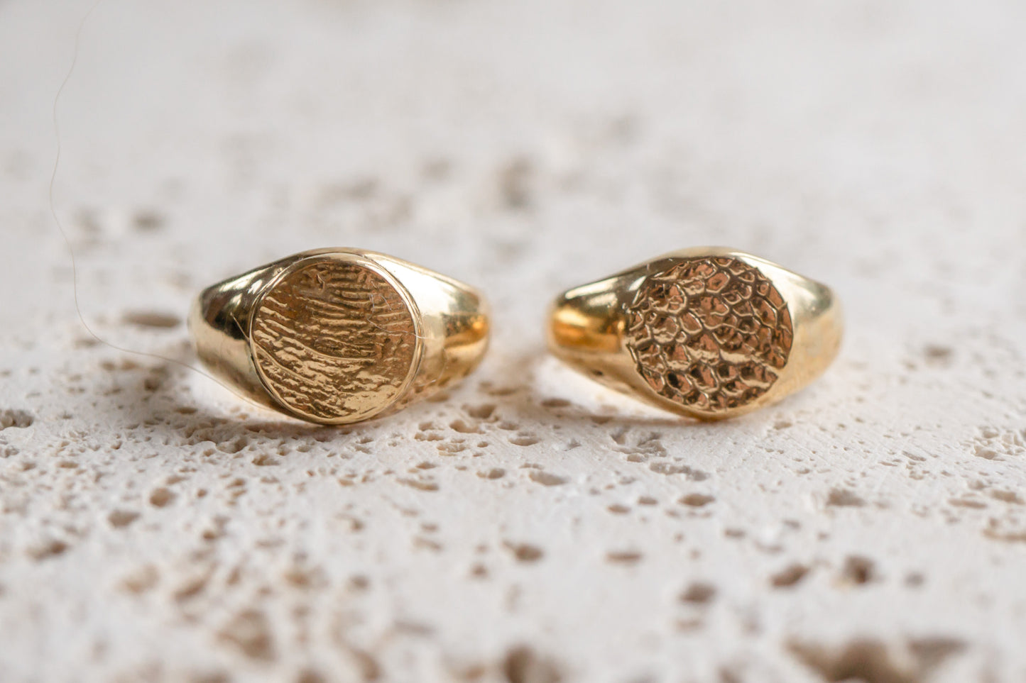 Pet print signet ring - gold plated