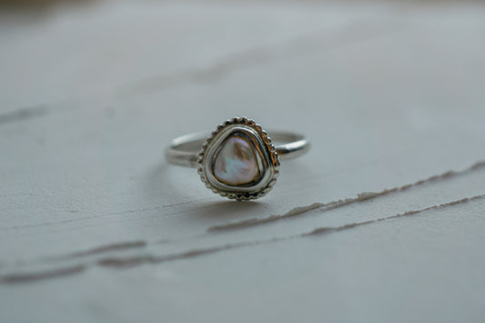 Pearl ring - 925 silver, size 7