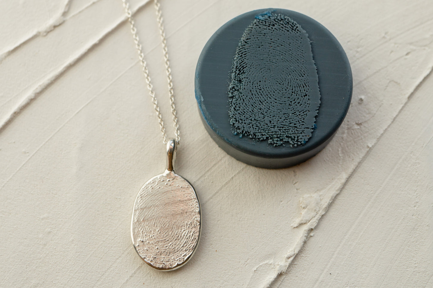 Fingerprint necklace from an ink imprint