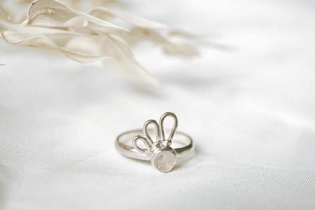 Raw rose quartz ring, size 7.5