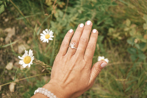 Raw rose quartz ring, size 7.5