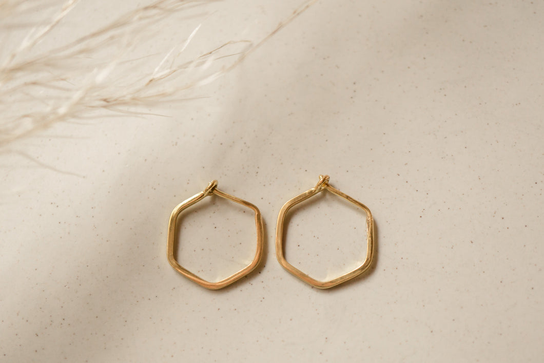 Honeycomb earrings - gold plated