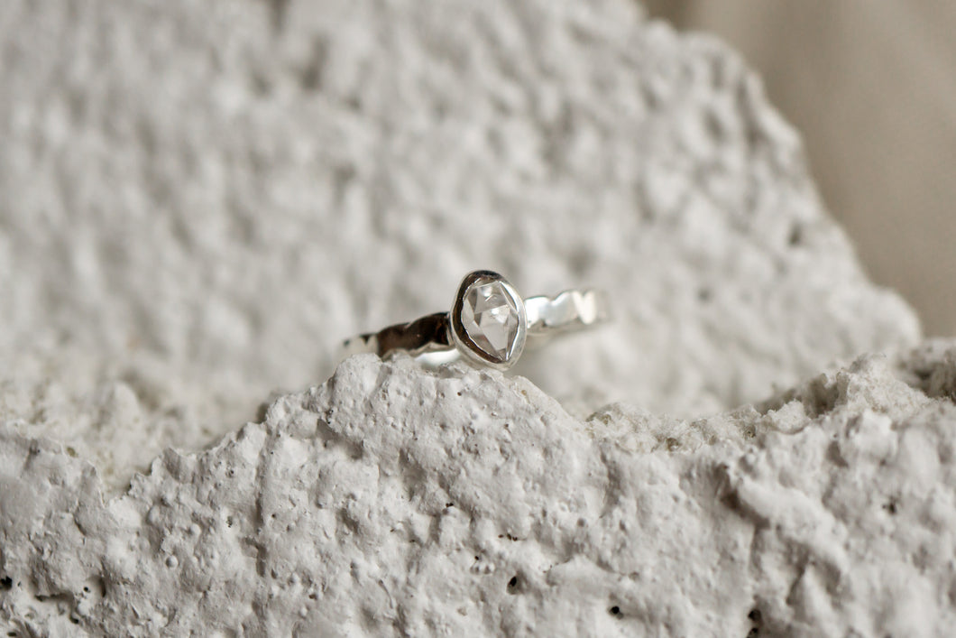 Raw herkimer diamond ring, size 6