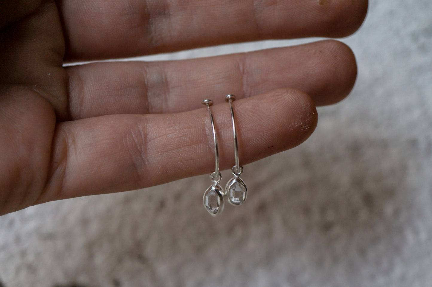 Raw herkimer diamond earrings